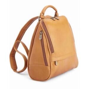 ROYCE Tan 100% Leather Backpack Bag $500 Retail Travel Laptop Delta
